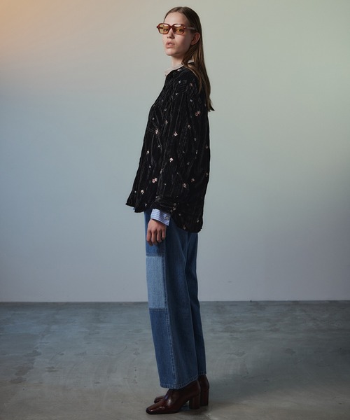 MAISON SPECIAL（メゾンスペシャル）の「Knee Patch Wide Denim/ニーパッチワイドデニム（デニムパンツ・レディース・ブラック/ブラウン/ブルー・36/38）」の11枚目の写真