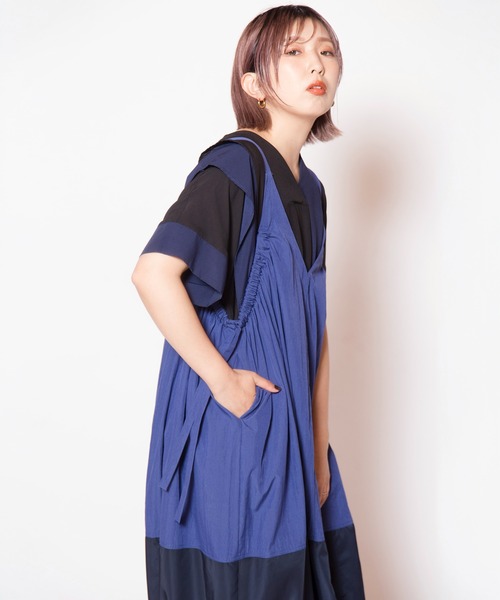 OSMOSIS(オズモーシス)の「2WAYコクーンサロペットワンピース(ワンピース・レディース・ブラック/カーキ/ブルー・ONE SIZE)」の12枚目の写真
