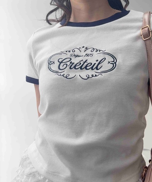 AS KNOW AS plus(アズノゥアズプラス)の「〇テレコレースリンガーTシャツ(Tシャツ/カットソー・レディース・ホワイト系/グレー系/ブラウン系・FREE)」の2枚目の写真