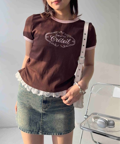 AS KNOW AS plus(アズノゥアズプラス)の「〇テレコレースリンガーTシャツ(Tシャツ/カットソー・レディース・ホワイト系/グレー系/ブラウン系・FREE)」の21枚目の写真