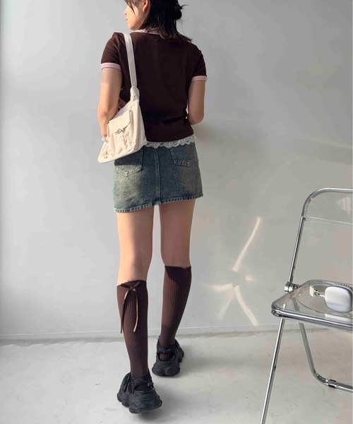 AS KNOW AS plus(アズノゥアズプラス)の「〇テレコレースリンガーTシャツ(Tシャツ/カットソー・レディース・ホワイト系/グレー系/ブラウン系・FREE)」の7枚目の写真