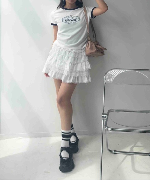 AS KNOW AS plus(アズノゥアズプラス)の「〇テレコレースリンガーTシャツ(Tシャツ/カットソー・レディース・ホワイト系/グレー系/ブラウン系・FREE)」の13枚目の写真
