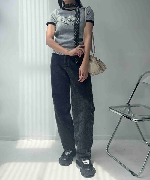AS KNOW AS plus(アズノゥアズプラス)の「〇テレコレースリンガーTシャツ(Tシャツ/カットソー・レディース・ホワイト系/グレー系/ブラウン系・FREE)」の18枚目の写真