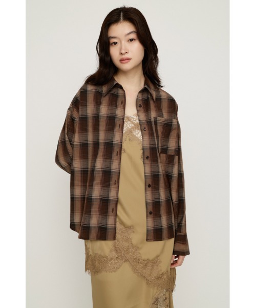 SLY(スライ)の「LOOSE CHECK SH ルーズチェックシャツ 夏服 秋服 冬服(シャツ/ブラウス・レディース・ブラック系その他2/ネイビー系/オレンジ系その他/ブラウン系その他2・FREE)」の10枚目の写真