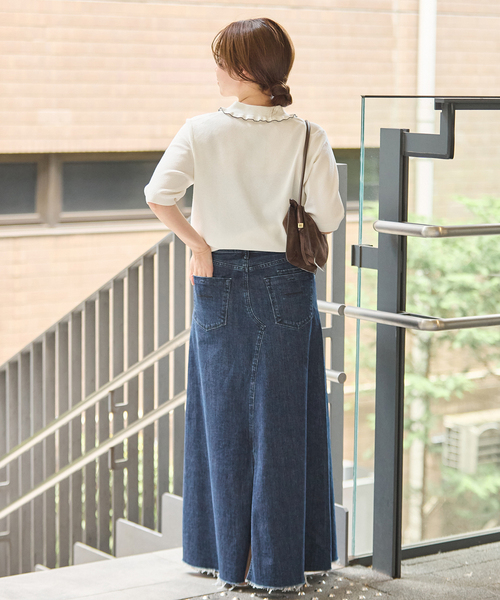 IENA(イエナ)の「YANUK/ヤヌーク 別注 Flare Long Skirt スカート(デニムスカート・レディース・ネイビー・SMALL/MEDIUM/LARGE)」の16枚目の写真