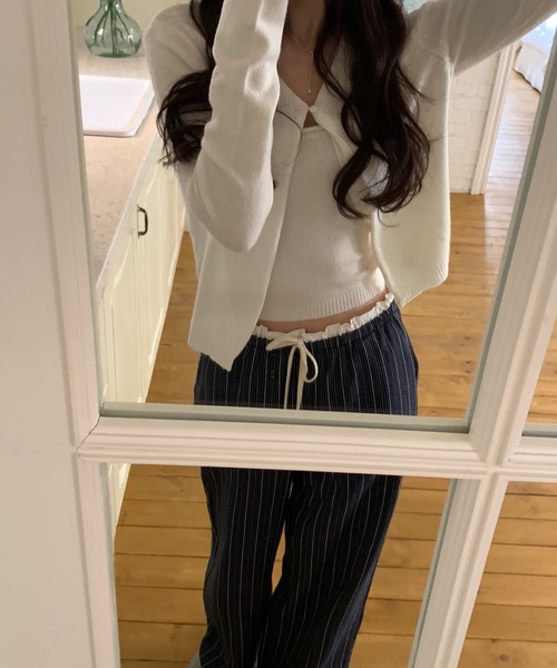 Girly Doll(ガーリードール)の「ギャザーレースウエストワイドイージーパンツ(その他パンツ・レディース・オフホワイト/ネイビー/ブラック・FREE)」の17枚目の写真