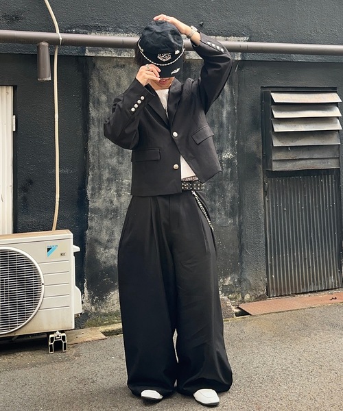 MandO(エムオー)(エムオー)の「【ユニセックス】ワンタックワイドカーブスラックス/セットアップ着用可(スラックス・メンズ・ブラック/チャコールグレー・SMALL/MEDIUM/LARGE)」の14枚目の写真