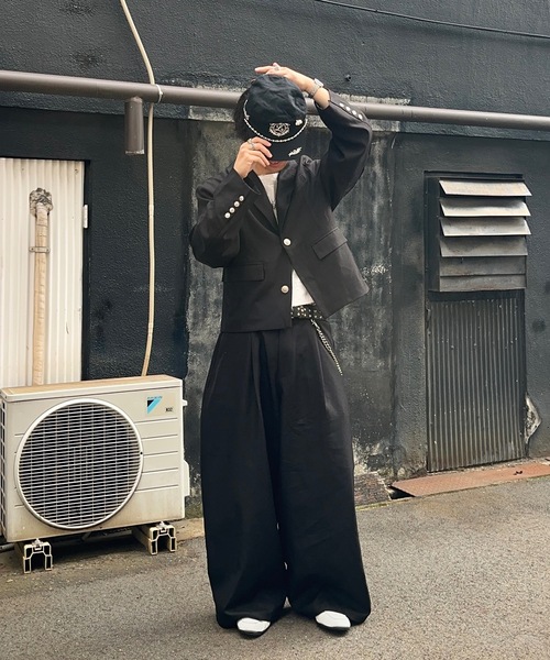 MandO(エムオー)(エムオー)の「【ユニセックス】ワンタックワイドカーブスラックス/セットアップ着用可(スラックス・メンズ・ブラック/チャコールグレー・SMALL/MEDIUM/LARGE)」の16枚目の写真