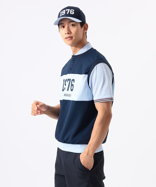 BEAMS GOLF（ビームスゴルフ）の「ORANGE LABEL / 1976 グラフィック ダンボールベスト（吸水速乾・UVカット）（ベスト・メンズ・グレー/ネイビー/ホワイト・M/XL/S/L）」の7枚目の写真
