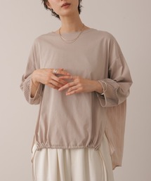 袖レースバックプリーツプルオーバー