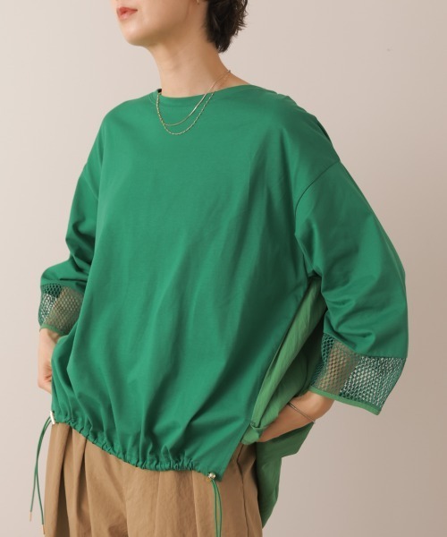 Bou Jeloud(ブージュルード)の「袖レースバックプリーツプルオーバー(Tシャツ/カットソー・レディース・ブラック/グレイッシュベージュ/グリーン・FREE)」の8枚目の写真