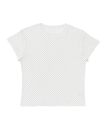 ドットパターンウルトラショートスリーブTシャツ(ホワイト)