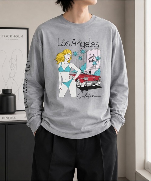 CERCA（チェルカ）の「【Bls】 【ZM】【Bling Leads】サーフプリント アソート天竺ロンTEE（Tシャツ/カットソー・メンズ・グレー/ブラック/ホワイト・FREE）」の3枚目の写真