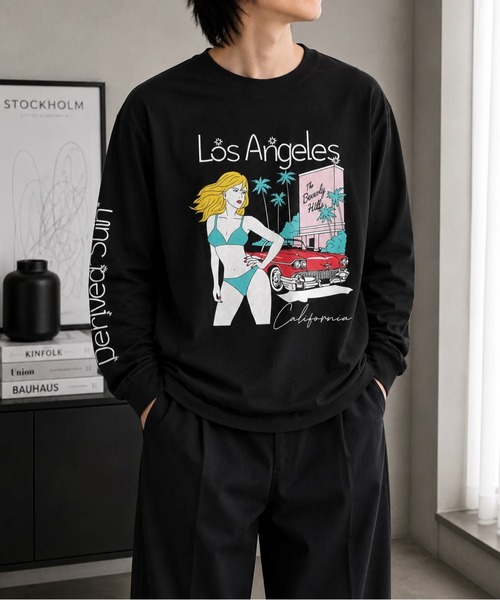 CERCA（チェルカ）の「【Bls】 【ZM】【Bling Leads】サーフプリント アソート天竺ロンTEE（Tシャツ/カットソー・メンズ・グレー/ブラック/ホワイト・FREE）」の2枚目の写真