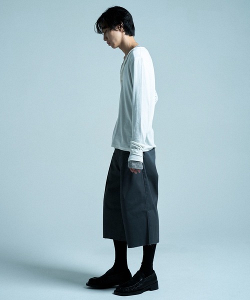 CAMPHOR WOOD(カンファーウッド)の「SHEER LONG SLEEVE TOPS / シアロングスリーブトップス(Tシャツ/カットソー・メンズ・ホワイト/ラベンダー/ブラック×ホワイト/ホワイト×ブラック/ダークブラウン/ブラック・MEDIUM/SMALL/LARGE)」の16枚目の写真