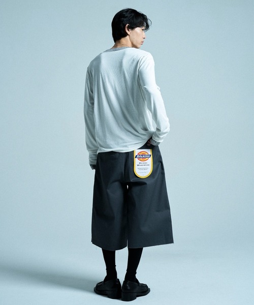 CAMPHOR WOOD(カンファーウッド)の「SHEER LONG SLEEVE TOPS / シアロングスリーブトップス(Tシャツ/カットソー・メンズ・ホワイト/ラベンダー/ブラック×ホワイト/ホワイト×ブラック/ダークブラウン/ブラック・MEDIUM/SMALL/LARGE)」の8枚目の写真