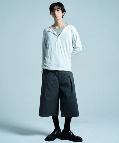 CAMPHOR WOOD(カンファーウッド)の「SHEER LONG SLEEVE TOPS / シアロングスリーブトップス(Tシャツ/カットソー・メンズ・ホワイト/ラベンダー/ブラック×ホワイト/ホワイト×ブラック/ダークブラウン/ブラック・MEDIUM/SMALL/LARGE)」の9枚目の写真