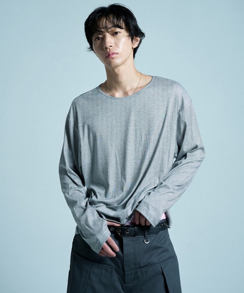 CAMPHOR WOOD(カンファーウッド)の「SHEER LONG SLEEVE TOPS / シアロングスリーブトップス(Tシャツ/カットソー・メンズ・ホワイト/ラベンダー/ブラック×ホワイト/ホワイト×ブラック/ダークブラウン/ブラック・MEDIUM/SMALL/LARGE)」の18枚目の写真