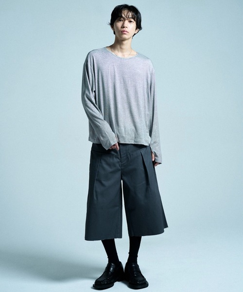 CAMPHOR WOOD(カンファーウッド)の「SHEER LONG SLEEVE TOPS / シアロングスリーブトップス(Tシャツ/カットソー・メンズ・ホワイト/ラベンダー/ブラック×ホワイト/ホワイト×ブラック/ダークブラウン/ブラック・MEDIUM/SMALL/LARGE)」の20枚目の写真