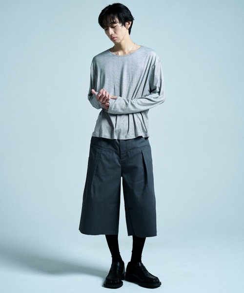 CAMPHOR WOOD(カンファーウッド)の「SHEER LONG SLEEVE TOPS / シアロングスリーブトップス(Tシャツ/カットソー・メンズ・ホワイト/ラベンダー/ブラック×ホワイト/ホワイト×ブラック/ダークブラウン/ブラック・MEDIUM/SMALL/LARGE)」の21枚目の写真