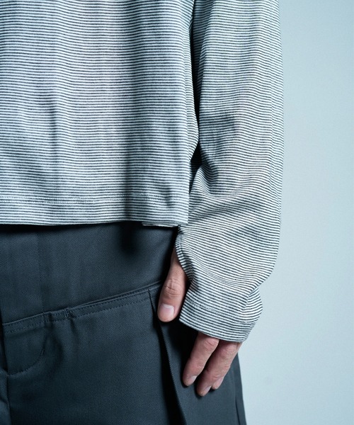 CAMPHOR WOOD(カンファーウッド)の「SHEER LONG SLEEVE TOPS / シアロングスリーブトップス(Tシャツ/カットソー・メンズ・ホワイト/ラベンダー/ブラック×ホワイト/ホワイト×ブラック/ダークブラウン/ブラック・MEDIUM/SMALL/LARGE)」の12枚目の写真