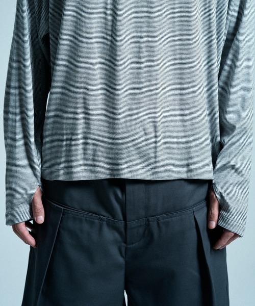 CAMPHOR WOOD(カンファーウッド)の「SHEER LONG SLEEVE TOPS / シアロングスリーブトップス(Tシャツ/カットソー・メンズ・ホワイト/ラベンダー/ブラック×ホワイト/ホワイト×ブラック/ダークブラウン/ブラック・MEDIUM/SMALL/LARGE)」の14枚目の写真