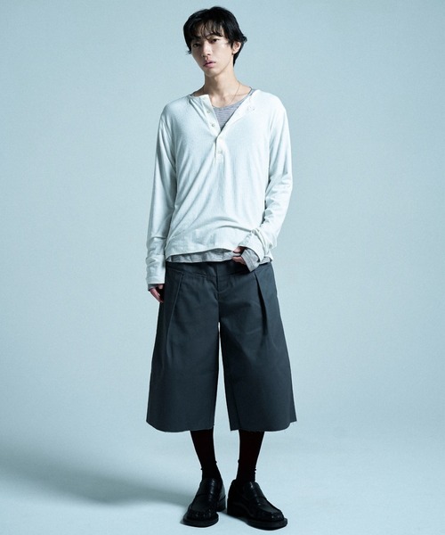 CAMPHOR WOOD(カンファーウッド)の「SHEER LONG SLEEVE TOPS / シアロングスリーブトップス(Tシャツ/カットソー・メンズ・ホワイト/ラベンダー/ブラック×ホワイト/ホワイト×ブラック/ダークブラウン/ブラック・MEDIUM/SMALL/LARGE)」の15枚目の写真