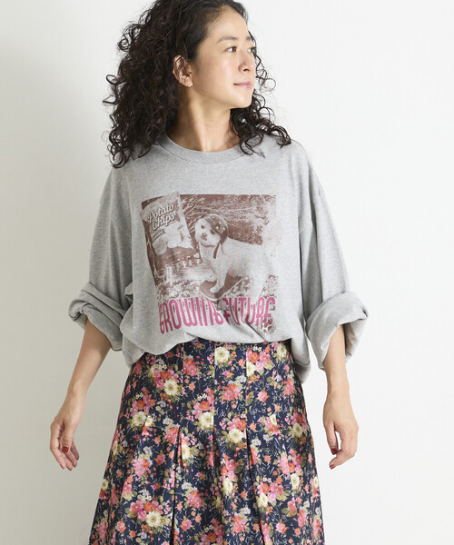 Freada（フリーダ）の「Freada/フリーダ ドッグ フォト プリント ロンT（Tシャツ/カットソー・レディース・グレー/ホワイト・ONE SIZE）」の2枚目の写真