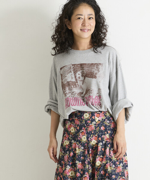 Freada（フリーダ）の「Freada/フリーダ ドッグ フォト プリント ロンT（Tシャツ/カットソー・レディース・グレー/ホワイト・ONE SIZE）」の6枚目の写真