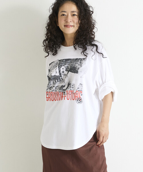 Freada（フリーダ）の「Freada/フリーダ ドッグ フォト プリント ロンT（Tシャツ/カットソー・レディース・グレー/ホワイト・ONE SIZE）」の15枚目の写真