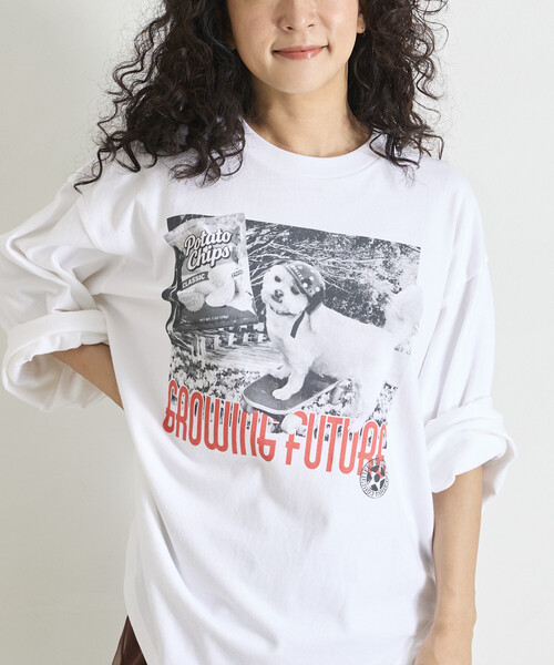 Freada（フリーダ）の「Freada/フリーダ ドッグ フォト プリント ロンT（Tシャツ/カットソー・レディース・グレー/ホワイト・ONE SIZE）」の16枚目の写真