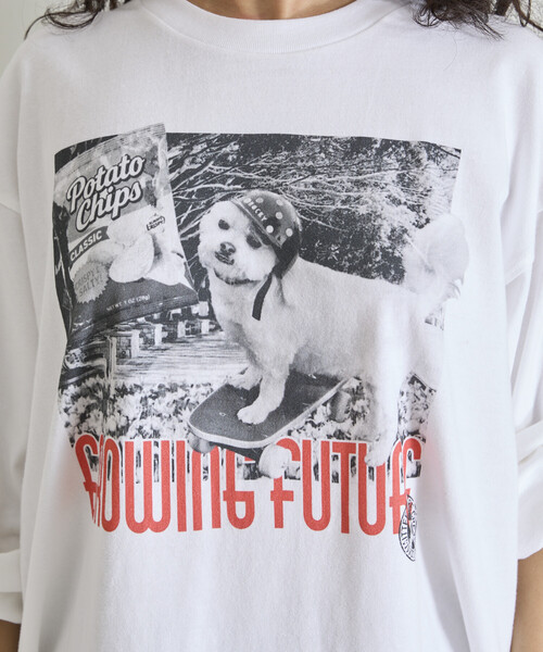 Freada（フリーダ）の「Freada/フリーダ ドッグ フォト プリント ロンT（Tシャツ/カットソー・レディース・グレー/ホワイト・ONE SIZE）」の18枚目の写真