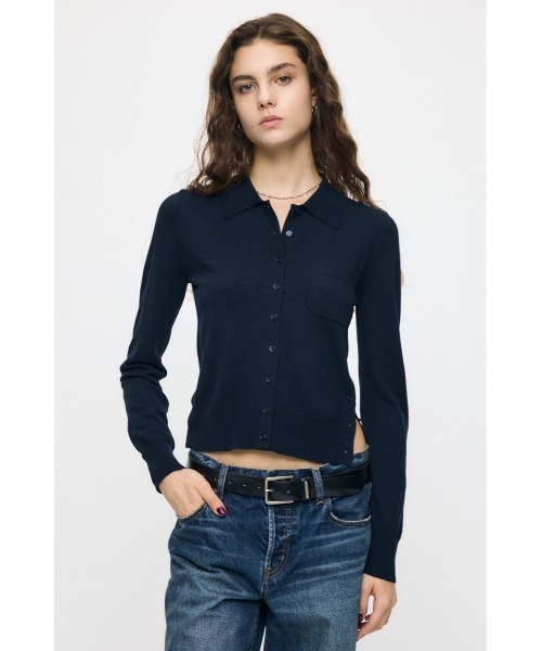 MOUSSY(マウジー)の「【26年AW新作】MANY WAY BUTTON KNIT シャツ(ニット/セーター・レディース・ライトイエロー/ダークブラウン/オフホワイト/ダークネイビー・FREE)」の12枚目の写真