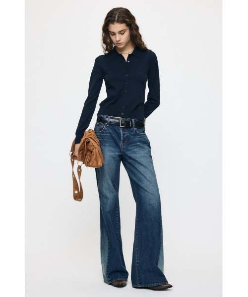 MOUSSY(マウジー)の「【26年AW新作】MANY WAY BUTTON KNIT シャツ(ニット/セーター・レディース・ライトイエロー/ダークブラウン/オフホワイト/ダークネイビー・FREE)」の14枚目の写真
