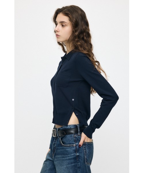 MOUSSY(マウジー)の「【26年AW新作】MANY WAY BUTTON KNIT シャツ(ニット/セーター・レディース・ライトイエロー/ダークブラウン/オフホワイト/ダークネイビー・FREE)」の16枚目の写真