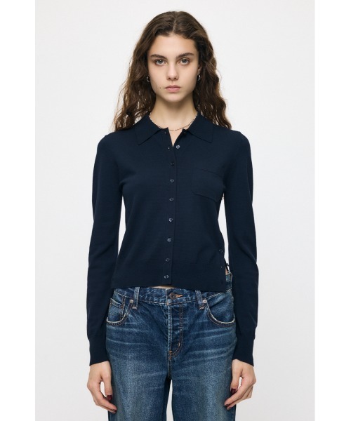 MOUSSY(マウジー)の「【26年AW新作】MANY WAY BUTTON KNIT シャツ(ニット/セーター・レディース・ライトイエロー/ダークブラウン/オフホワイト/ダークネイビー・FREE)」の17枚目の写真