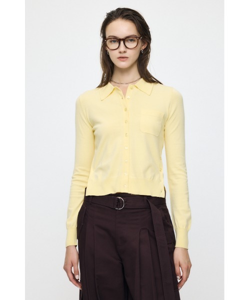 MOUSSY(マウジー)の「【26年AW新作】MANY WAY BUTTON KNIT シャツ(ニット/セーター・レディース・ライトイエロー/ダークブラウン/オフホワイト/ダークネイビー・FREE)」の5枚目の写真