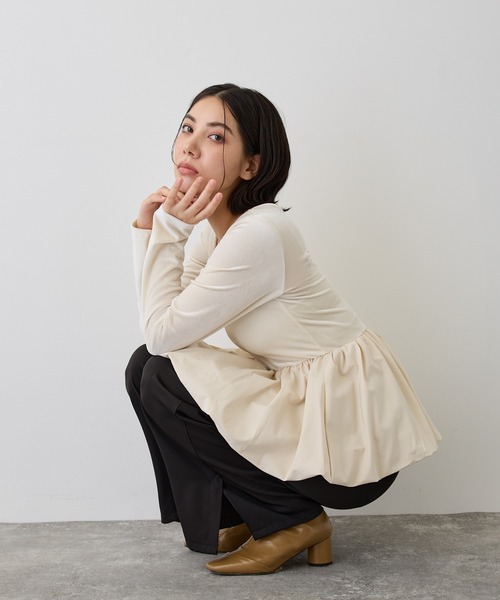 LYORI(リオリ)の「【前後2way】ベロアドッキングバルーントップス(シャツ/ブラウス・レディース・ブラック/アイボリー・FREE)」の14枚目の写真