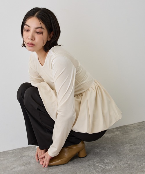 LYORI(リオリ)の「【前後2way】ベロアドッキングバルーントップス(シャツ/ブラウス・レディース・ブラック/アイボリー・FREE)」の15枚目の写真