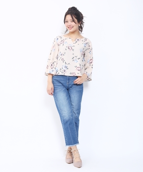 Chico（チコ）の「花柄スキッパーブラウス（シャツ/ブラウス・レディース・その他1/その他2/オフホワイト/ミント・FREE）」の5枚目の写真