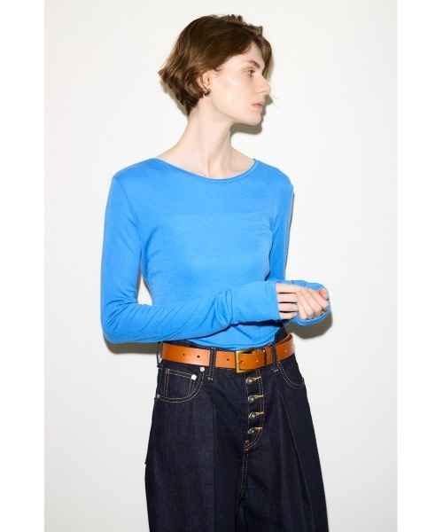 THROW by SLY(スローバイスライ)の「THROW COW LEATHER BUCKLE BELT カウレザーバックルベルト(ベルト・レディース・キャメル/ブラック・FREE)」の18枚目の写真