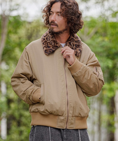 CAMBIO(カンビオ)の「mj11897- Leopard Collar Flight Jacket フライトジャケット(CAM26AW-022)(その他アウター・メンズ・ベージュ/オリーブ/ブラック・L/M/S)」の2枚目の写真