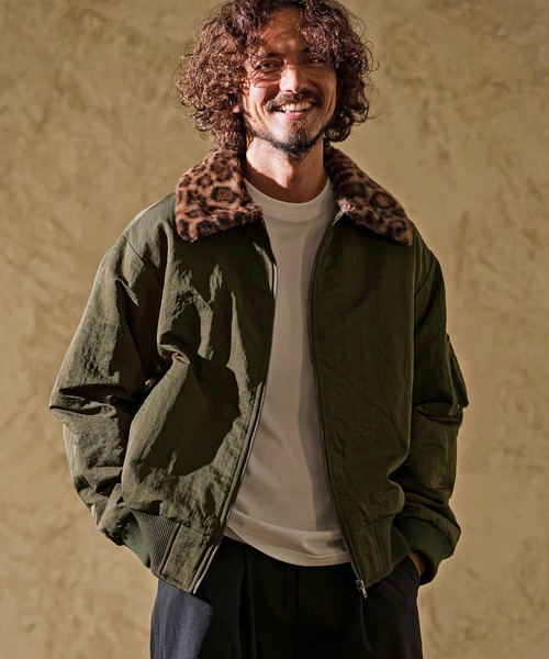 CAMBIO(カンビオ)の「mj11897- Leopard Collar Flight Jacket フライトジャケット(CAM26AW-022)(その他アウター・メンズ・ベージュ/オリーブ/ブラック・L/M/S)」の3枚目の写真