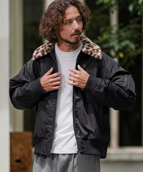 CAMBIO(カンビオ)の「mj11897- Leopard Collar Flight Jacket フライトジャケット(CAM26AW-022)(その他アウター・メンズ・ベージュ/オリーブ/ブラック・L/M/S)」の4枚目の写真