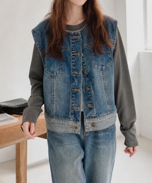 HOOK for girls オーバーサイズウォッシュデニムベスト
