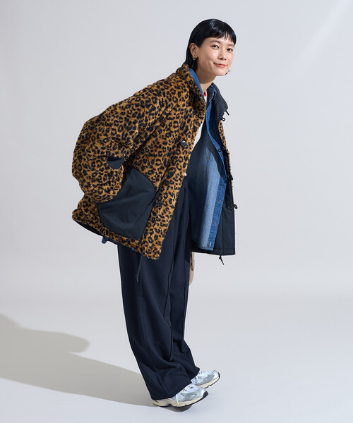 FREAK'S STORE（フリークスストア）の「リバーシブル ボアジャケット/裏ボア ミリタリージャケット/レオパードボアジャケット 限定展開（ミリタリージャケット・レディース・その他1/オリーブ/ブラック/オフホワイト・ﾌﾘ-/X-SMALL）」の6枚目の写真
