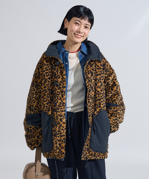 FREAK'S STORE（フリークスストア）の「リバーシブル ボアジャケット/裏ボア ミリタリージャケット/レオパードボアジャケット 限定展開（ミリタリージャケット・レディース・その他1/オリーブ/ブラック/オフホワイト・ﾌﾘ-/X-SMALL）」の9枚目の写真