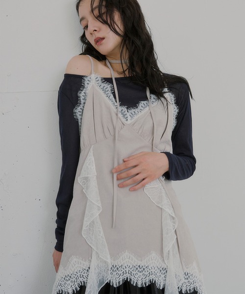 Ezick(エジック)の「Spiral lace マルチコードキャミソール(キャミソール・レディース・アイボリー/ブラック系その他/ダークブラウン・FREE)」の2枚目の写真