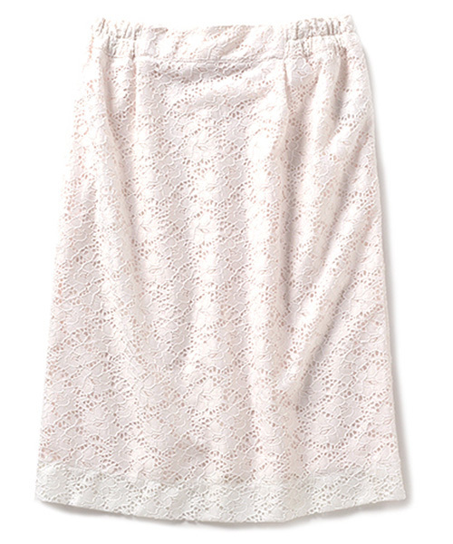 IEDIT（イディット）の「ララ・ステラ　大きめレース柄が旬顔で印象的になれる　ベルラインタイトレーススカート　（スカート・レディース・ホワイト/ライトベージュ・XX-LARGE/MEDIUM/SMALL/LARGE/X-LARGE）」の15枚目の写真