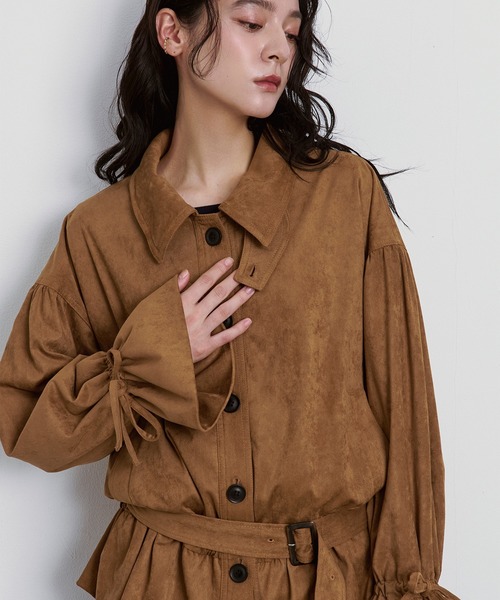Ezick(エジック)の「2WAY neck スウェードライクバルーンブルゾン(その他アウター・レディース・ダークブラウン/キャメル・FREE)」の12枚目の写真